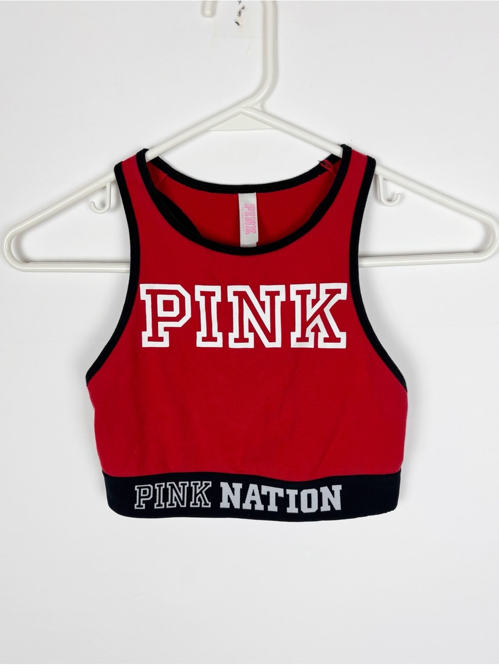 Victoria's Secret Pink Nation Logo Crop Top 
Sports Bra Red Size XS